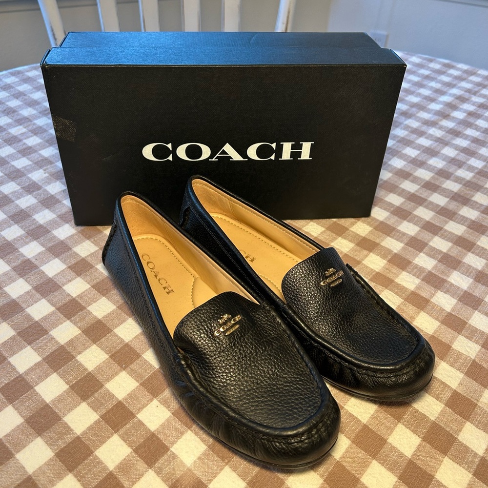 Coach Black Leather Loafers Classic Slip-On Design